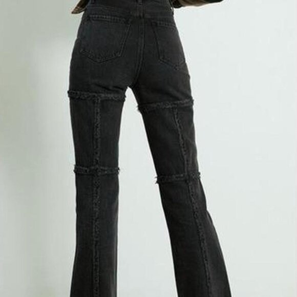PacSun Denim - Pacsun Eco Frayed High Waisted Bootcut Jeans - Black